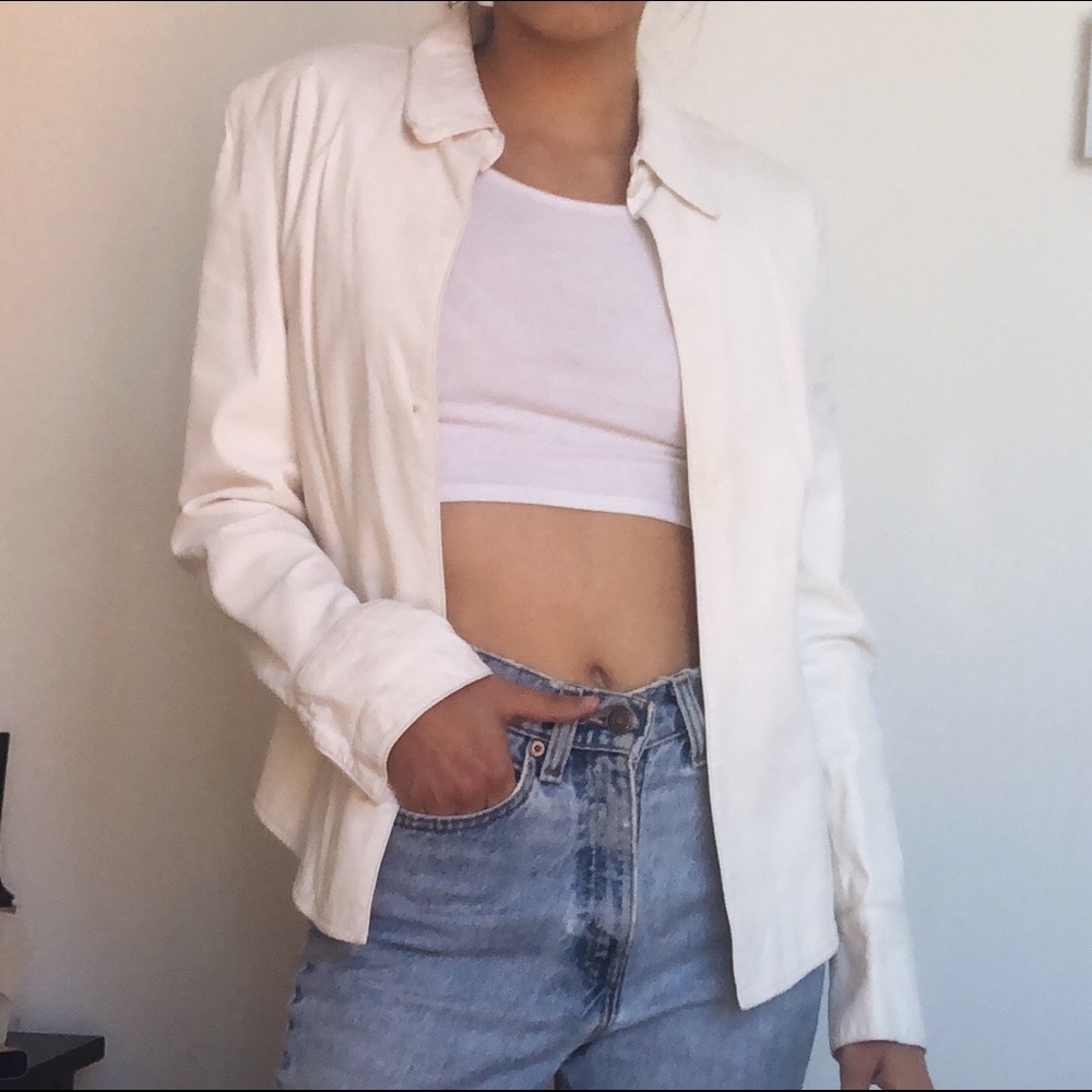 80s DKNY White Leather Blazer